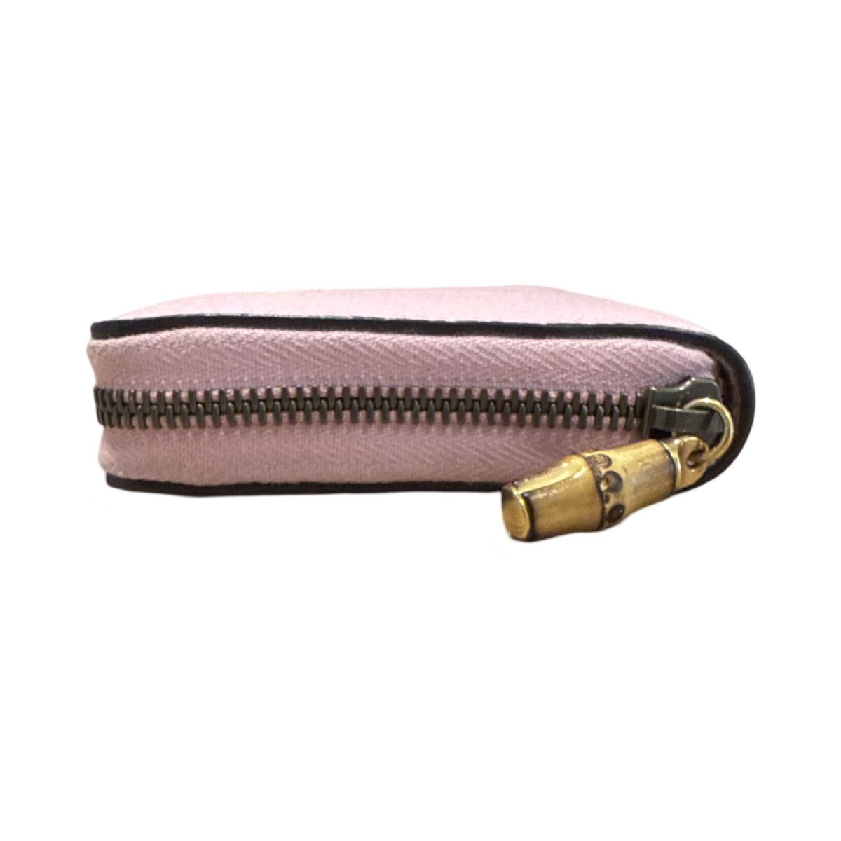 Gucci Pink Leather Zip Around Wallet with Bamboo