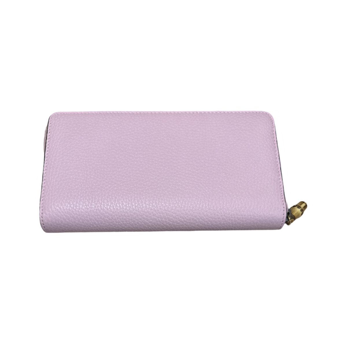 Gucci Pink Leather Zip Around Wallet with Bamboo