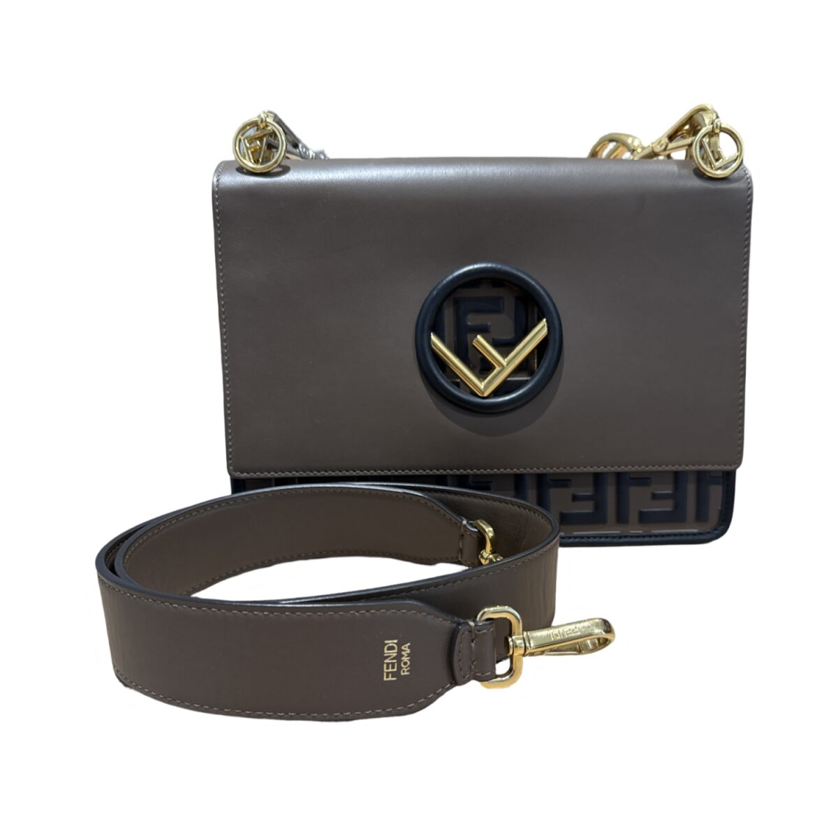 Fendi Leather Kan I F Logo Shoulder Bag