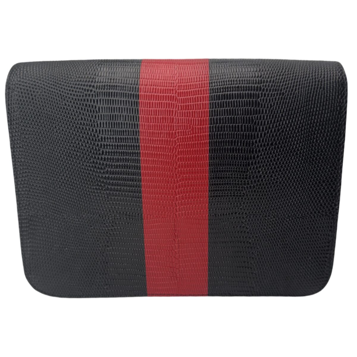 Burberry Black/Red Embossed Leather Medium TB Shoulder Bag