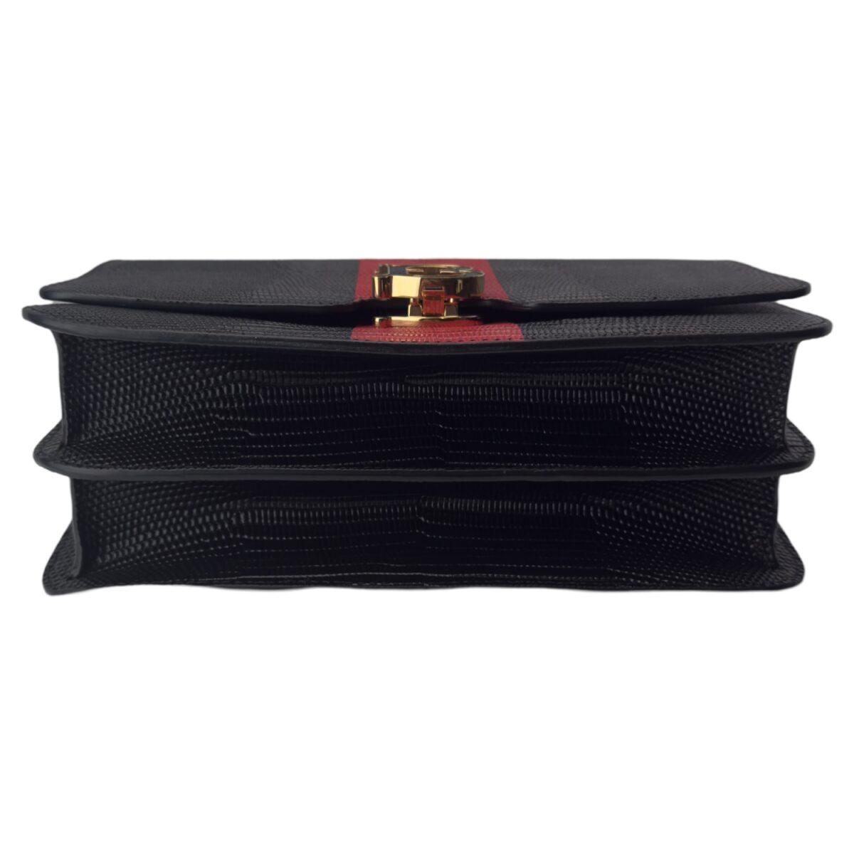 Burberry Black/Red Embossed Leather Medium TB Shoulder Bag