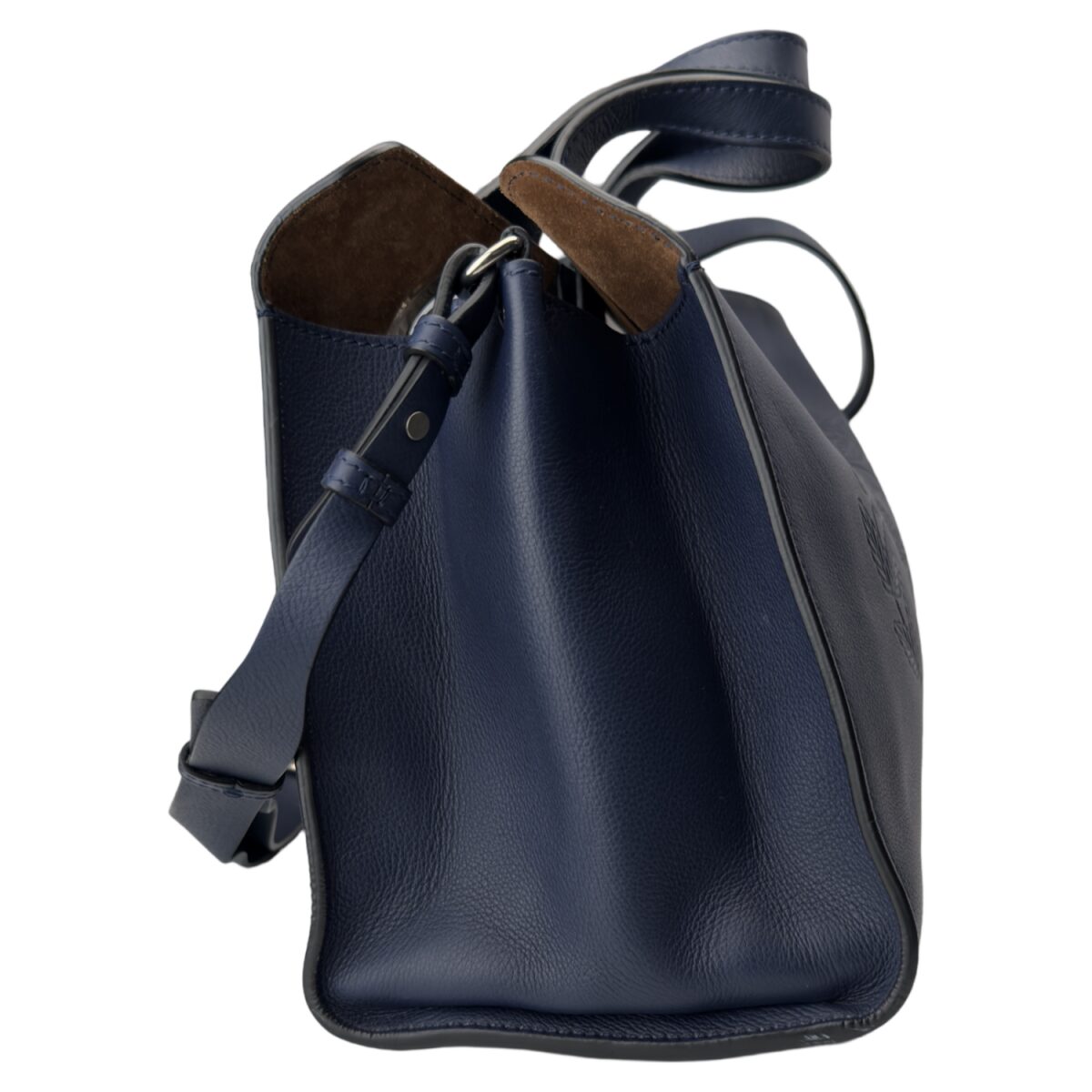 Burberry Embossed Crest Leather Tote in Navy