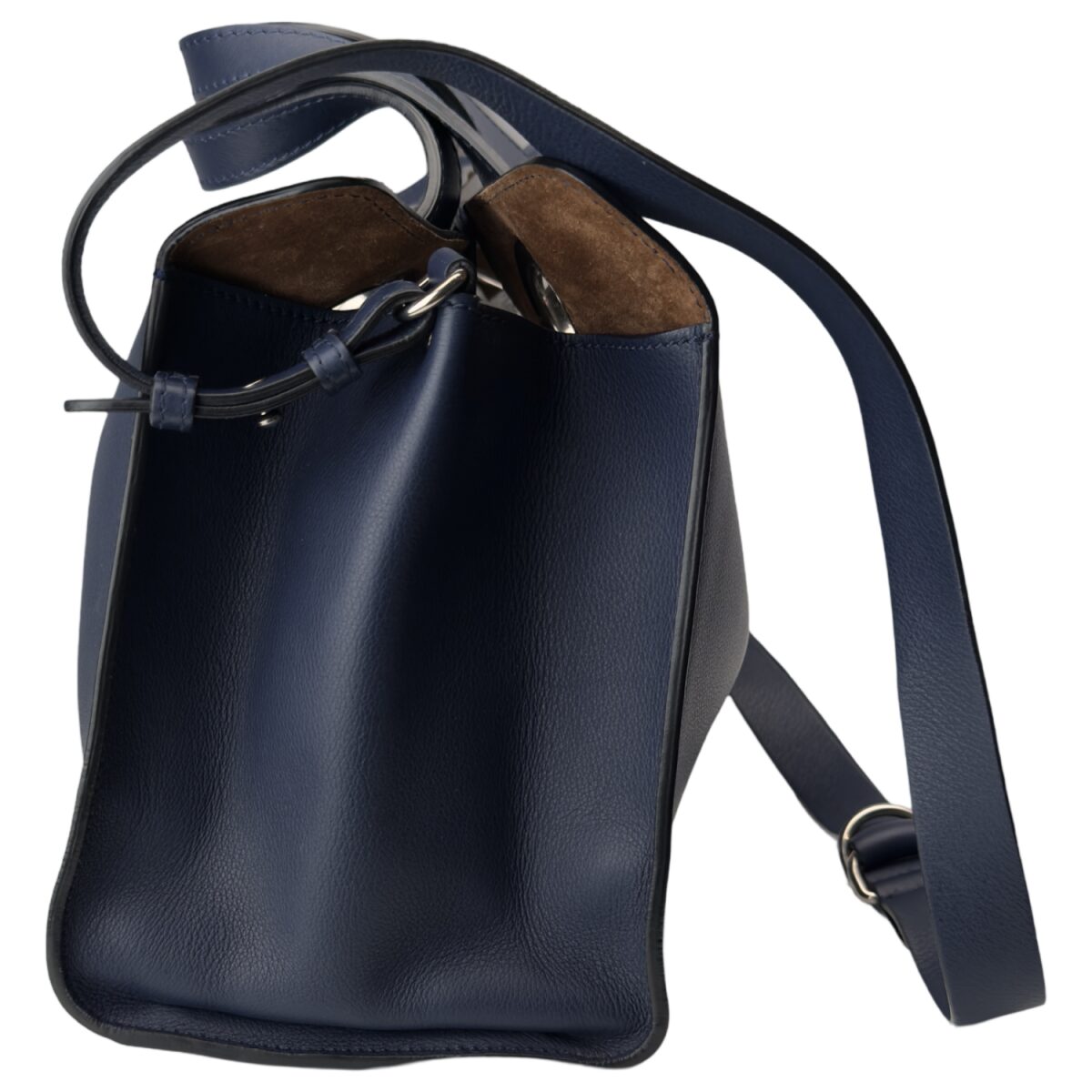 Burberry Embossed Crest Leather Tote in Navy