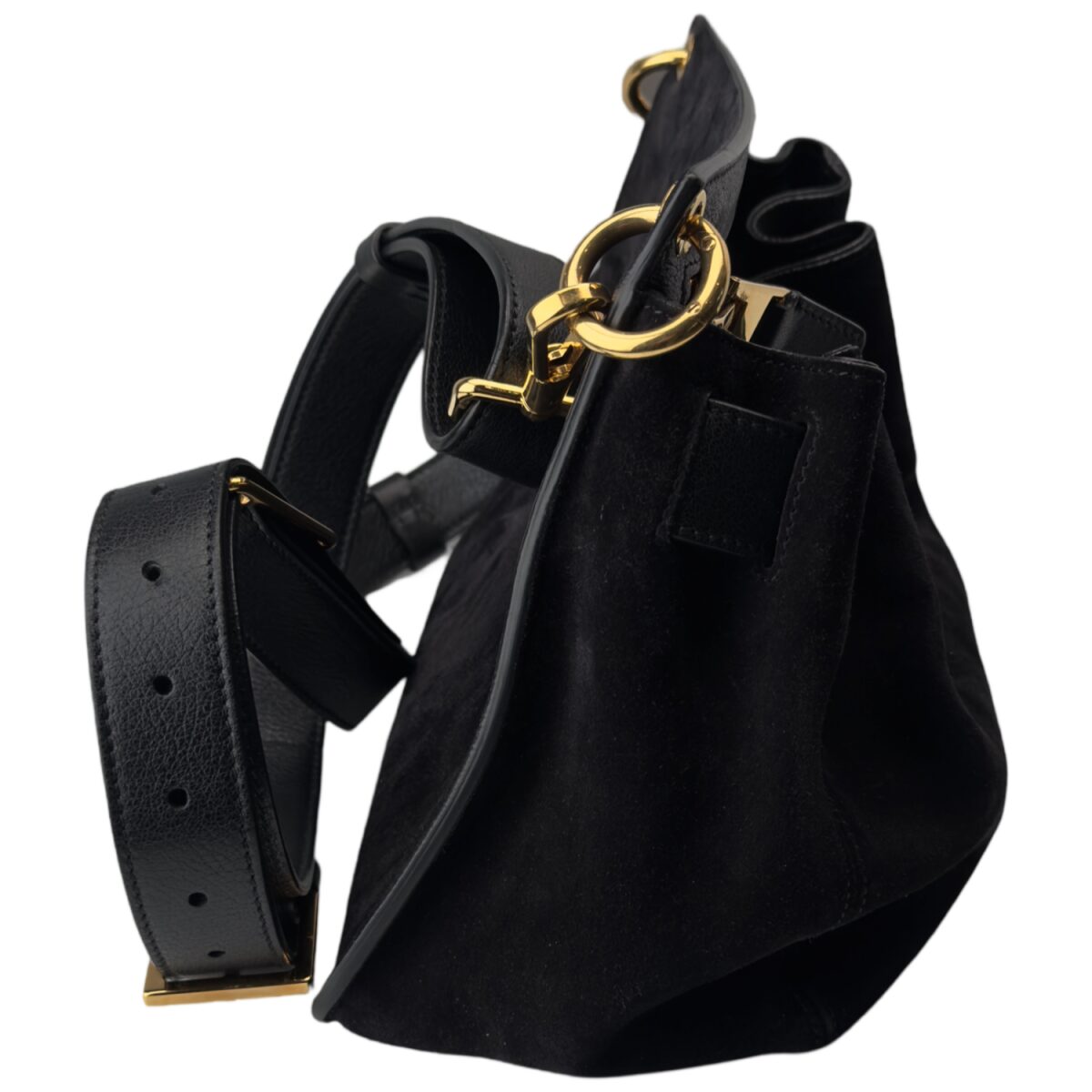 Tom Ford Black Leather/Suede Lock Handbag