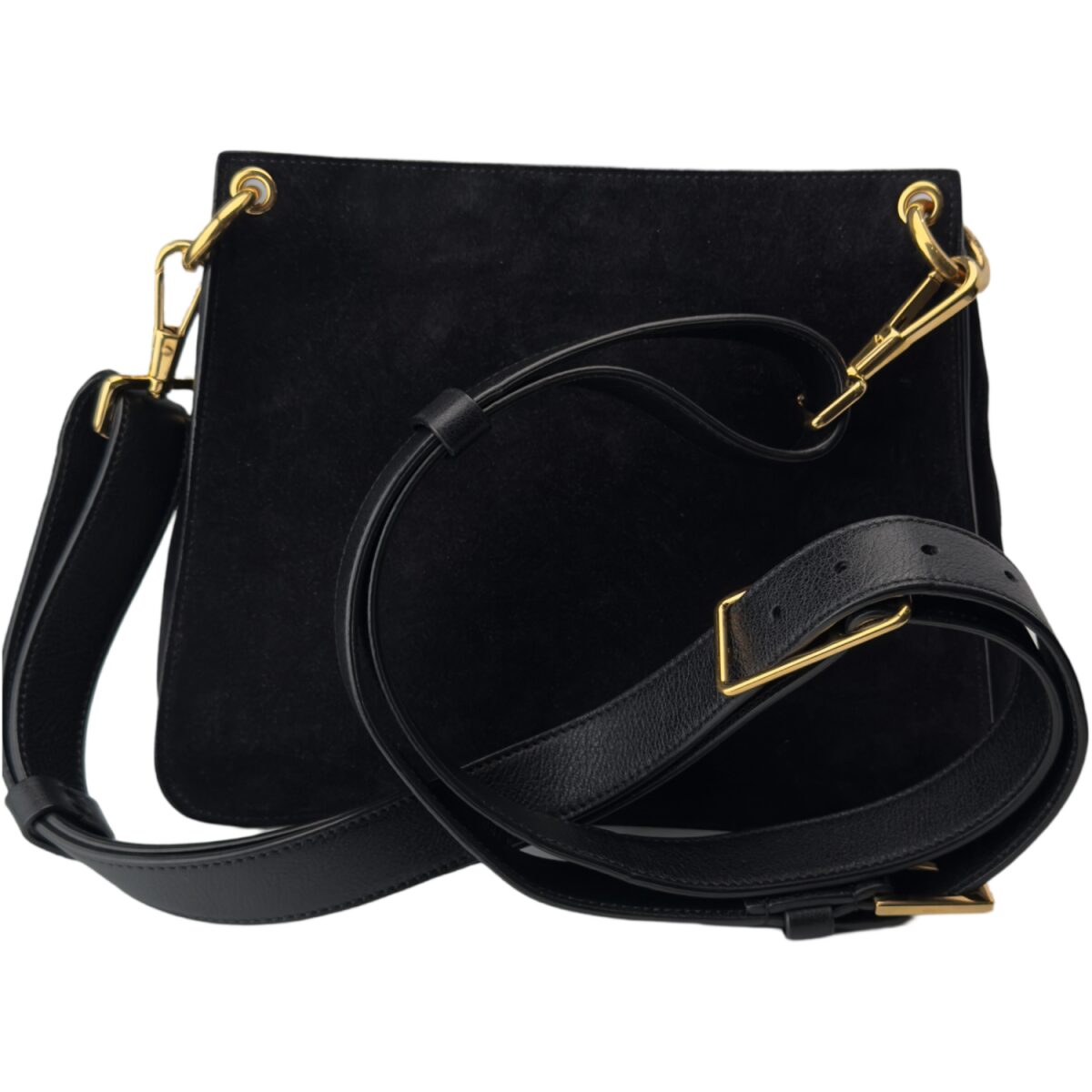 Tom Ford Black Leather/Suede Lock Handbag