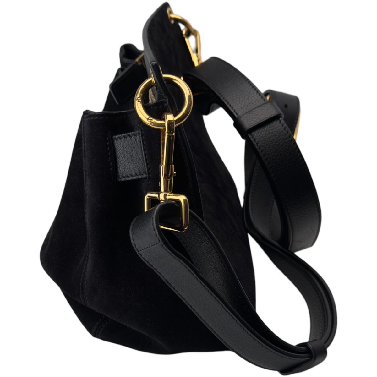 Tom Ford Black Leather/Suede Lock Handbag