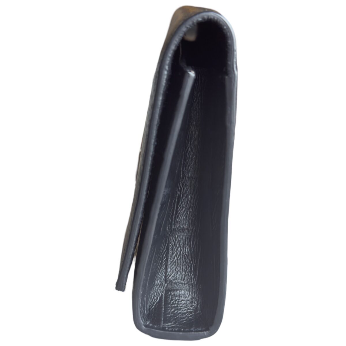 Saint Laurent Calfskin Crocodile Embossed Classic Monogram Tassel Clutch Black