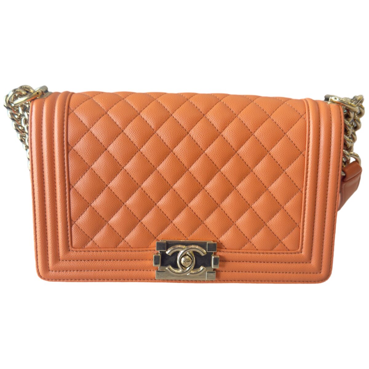 Chanel Boy Medium Caviar Leather Orange