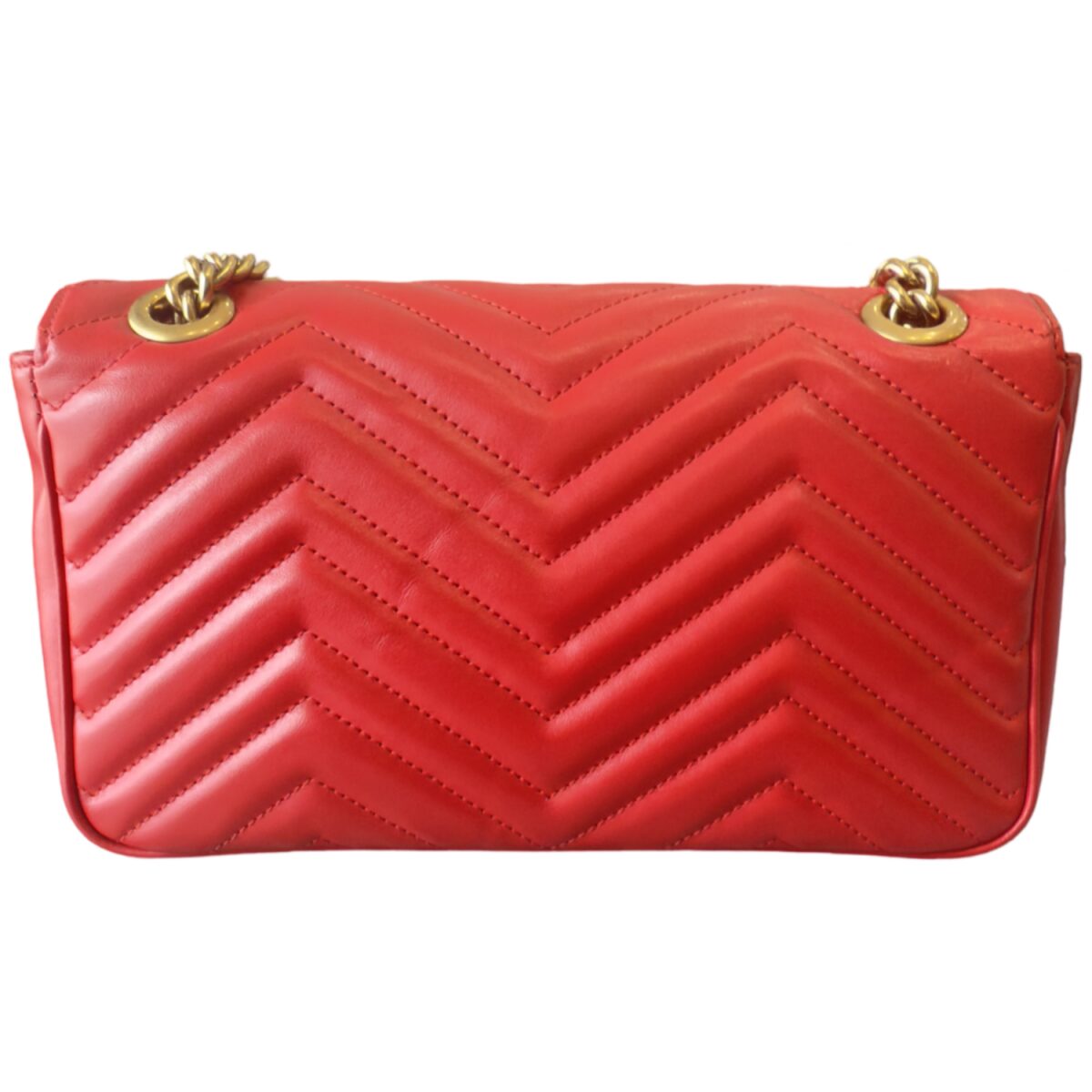 Gucci Calfskin Matelasse Small GG Marmont Shoulder Bag Red