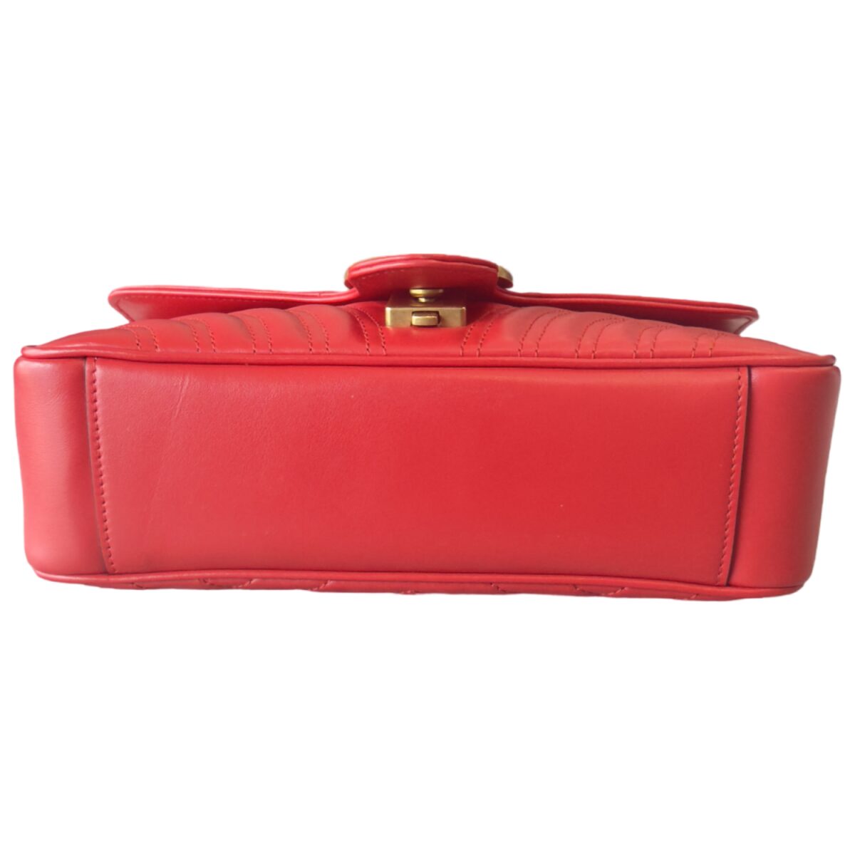 Gucci Calfskin Matelasse Small GG Marmont Shoulder Bag Red
