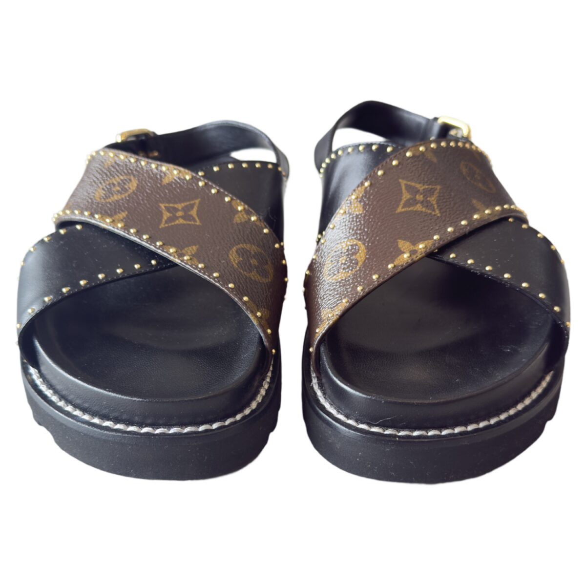 Louis Vuitton Paseo Canvas/Leather Slides Size EU38