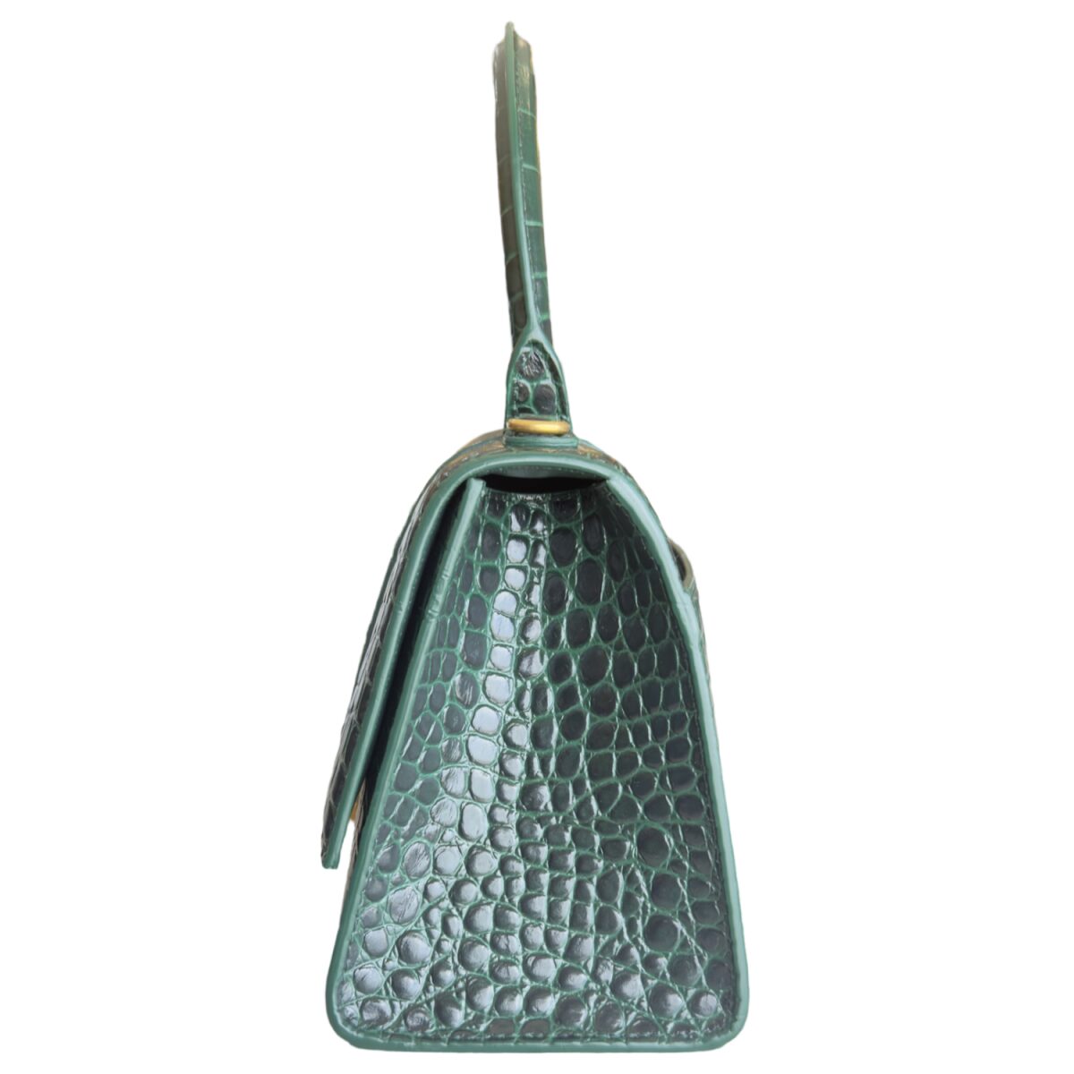 Balenciaga Green Crocodile Embossed Leather Small Hourglass