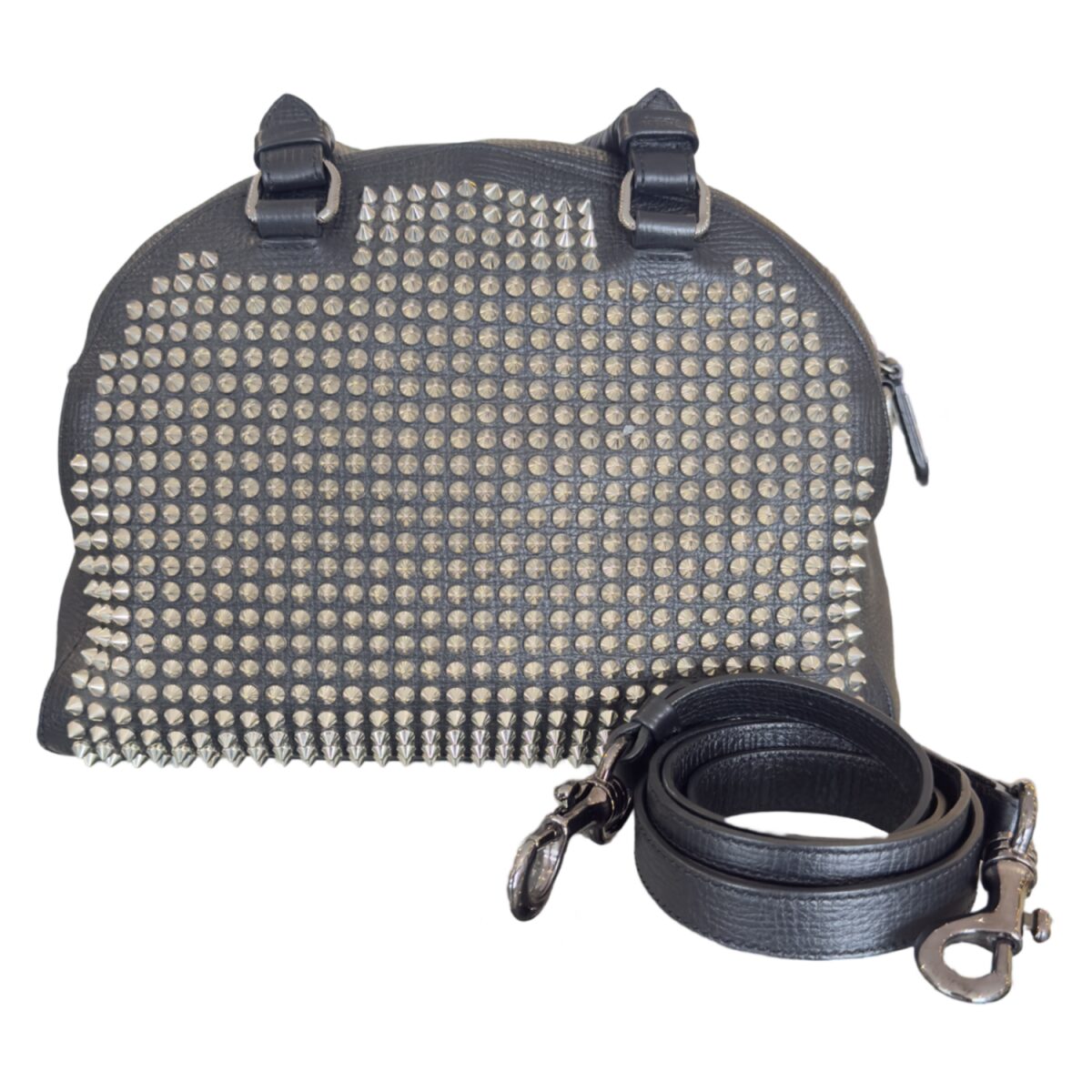 Christian Louboutin Black Leather Studded Panettone Satchel