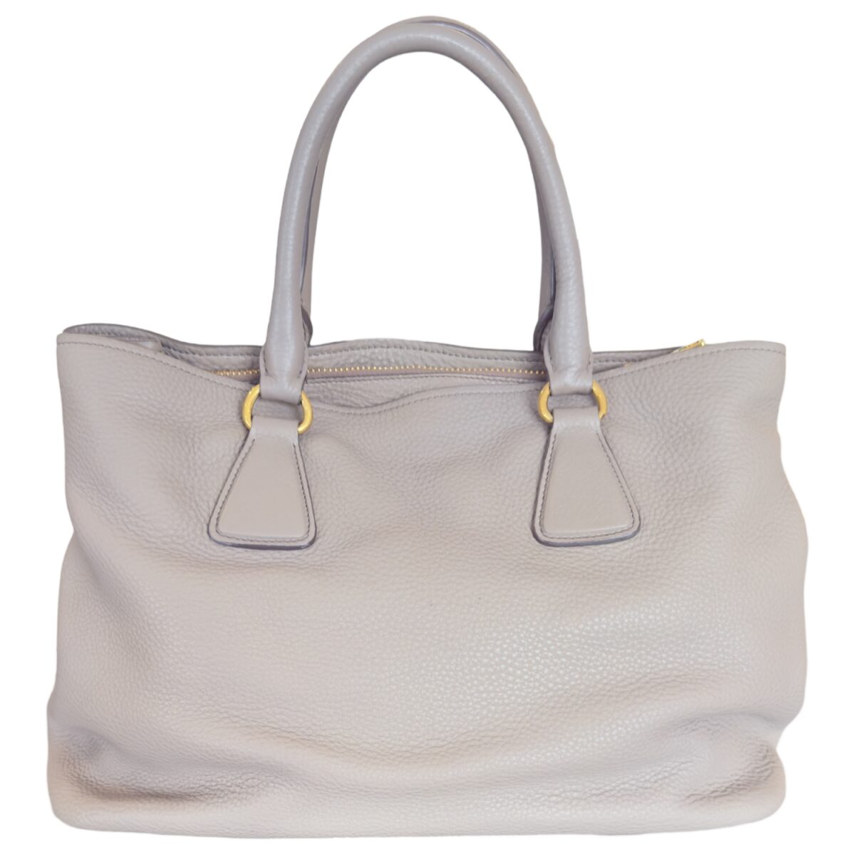 Prada Grey Vitello Daino Leather Tote 