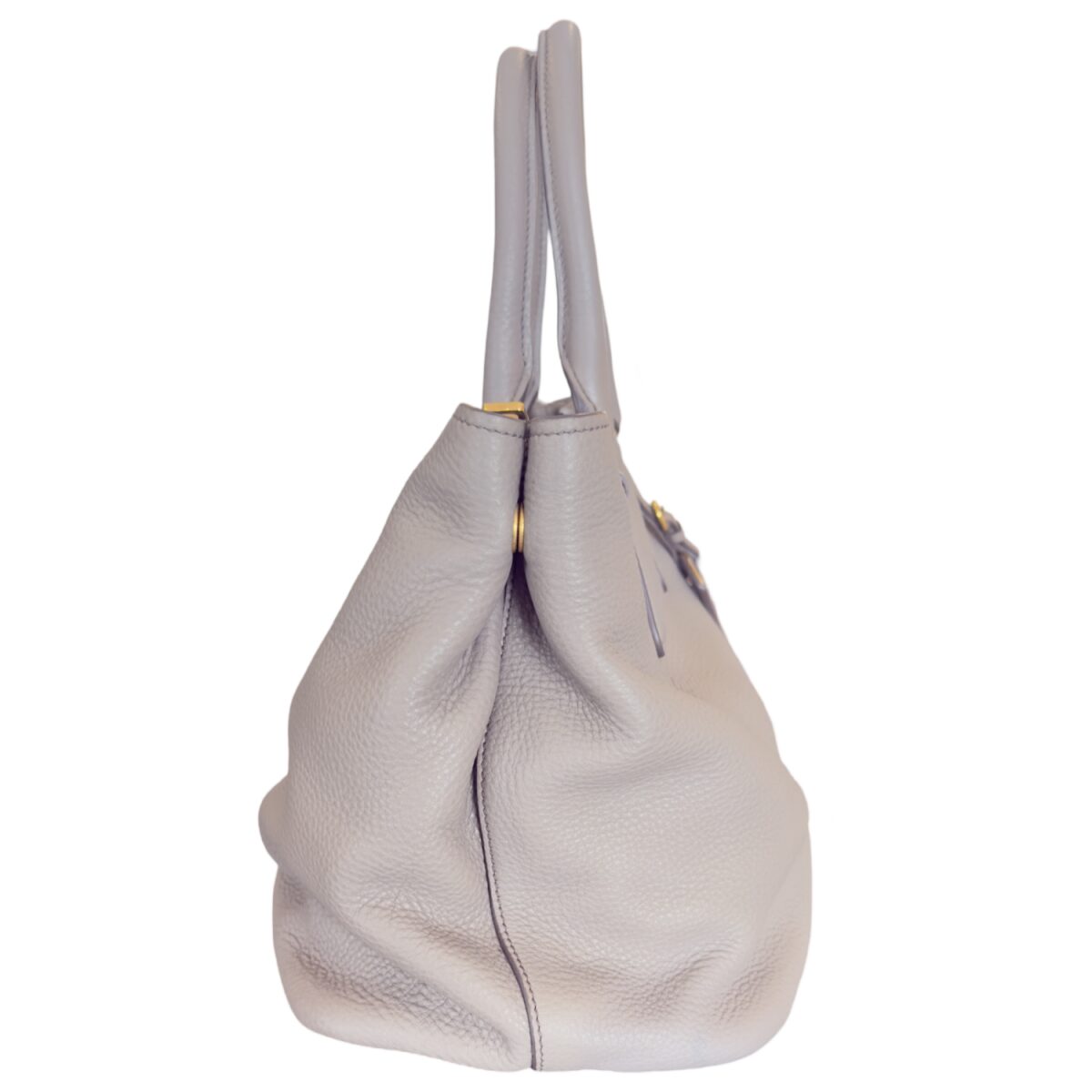Prada Grey Vitello Daino Leather Tote 