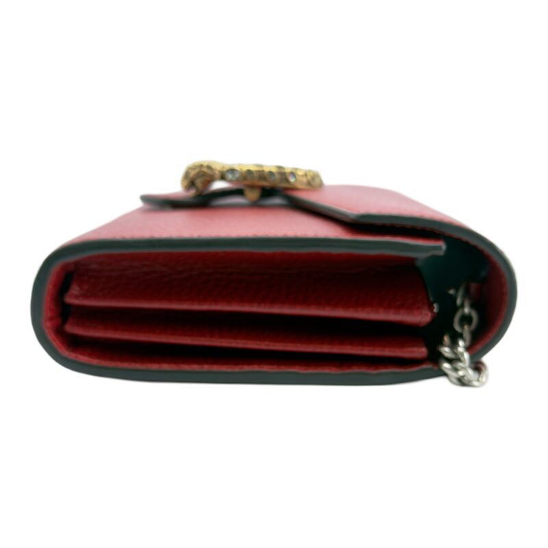 Gucci Red Pebbled Leather Dionysus Mini Wallet On Chain Bag