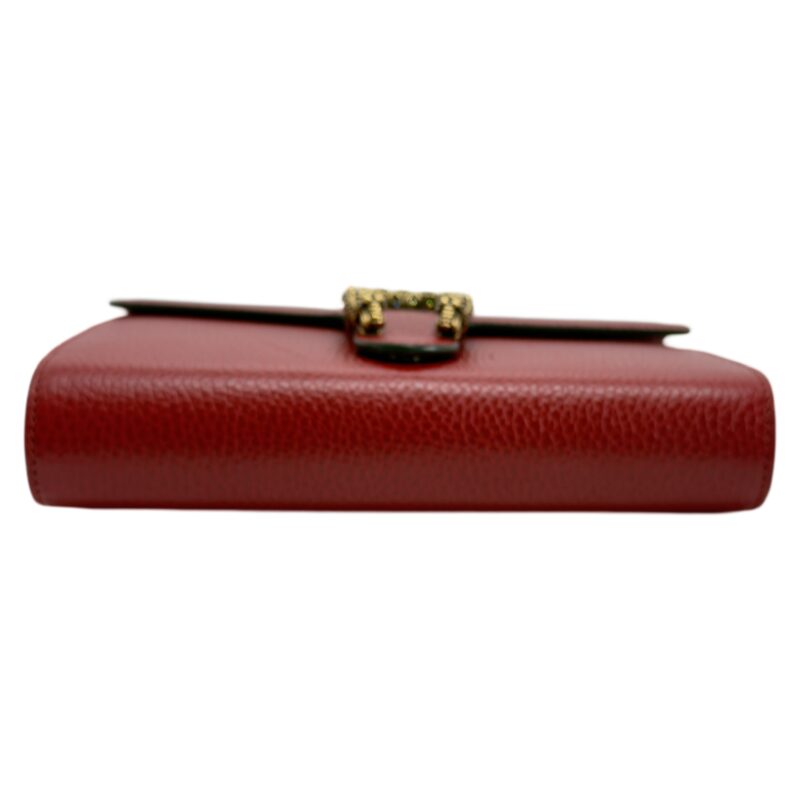 Gucci Red Pebbled Leather Dionysus Mini Wallet On Chain Bag