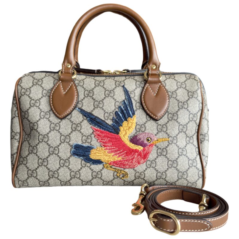 Gucci GG Supreme Canvas Limited Edition Bird Boston Bag