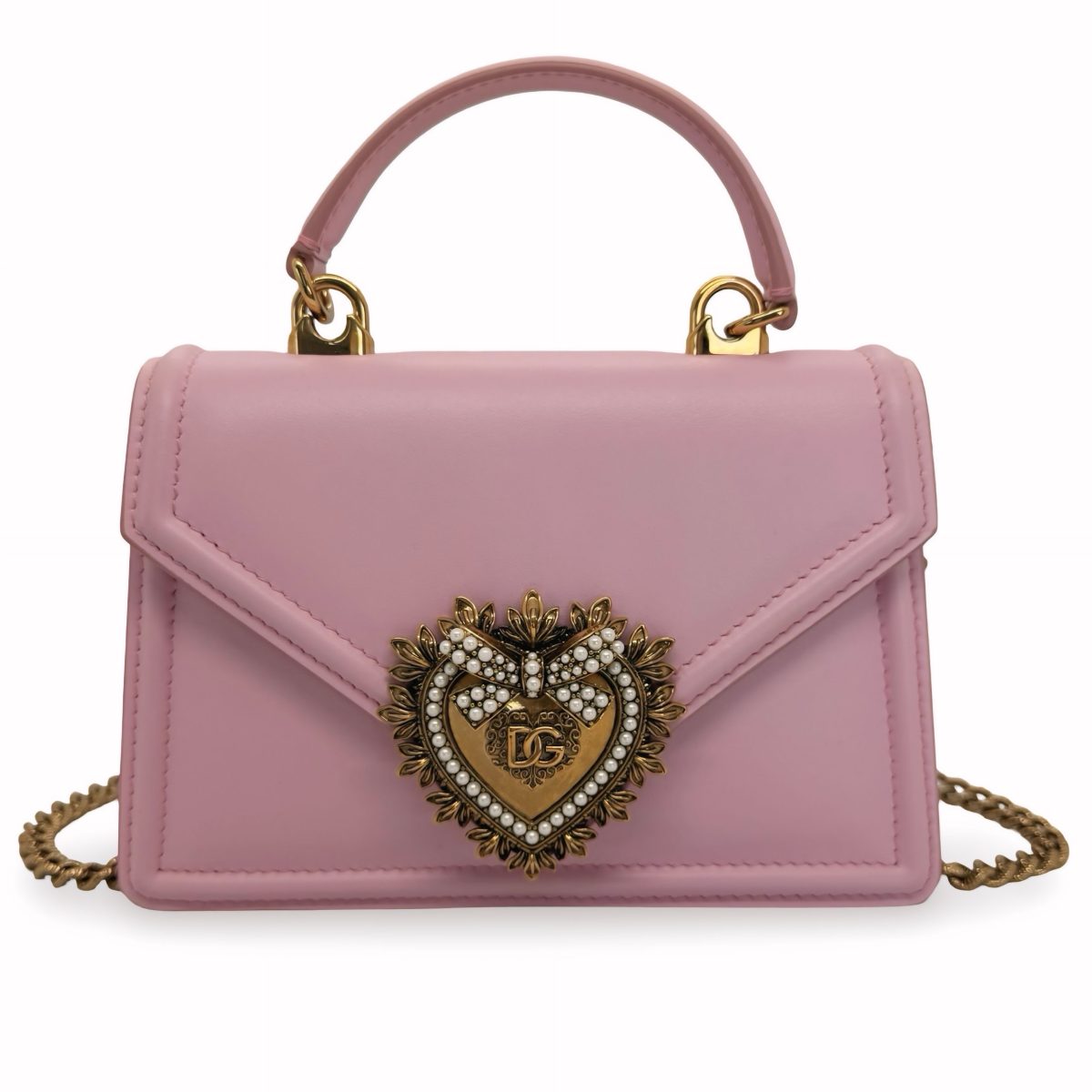 Dolce & Gabbana Smooth Calfskin Small Devotion Top Handle Bag