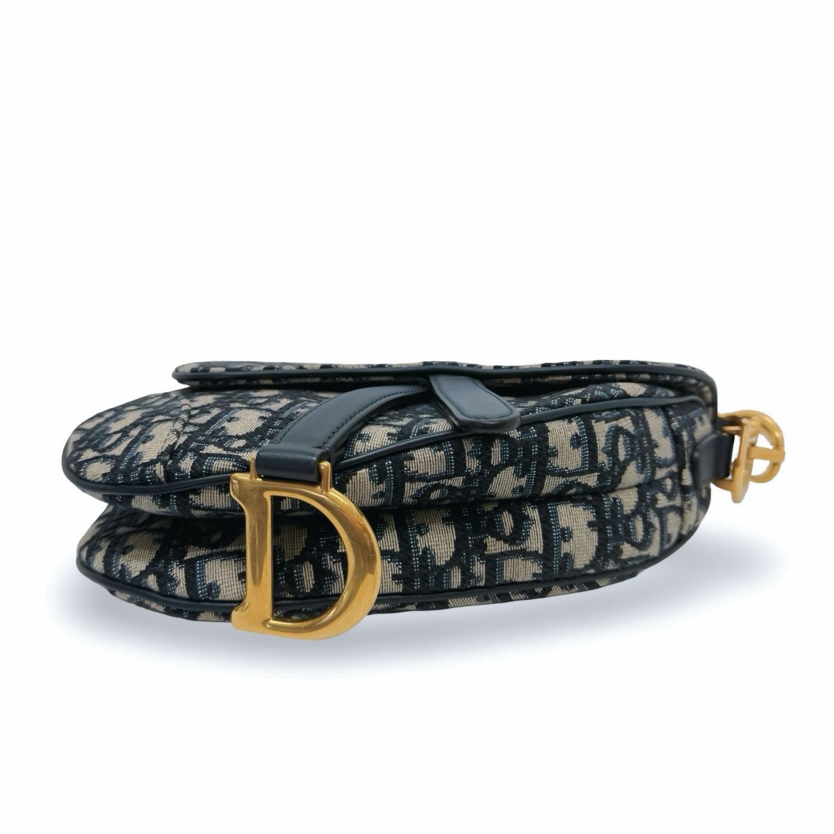 Christian Dior Blue Oblique Canvas & Leather Mini Saddle Bag