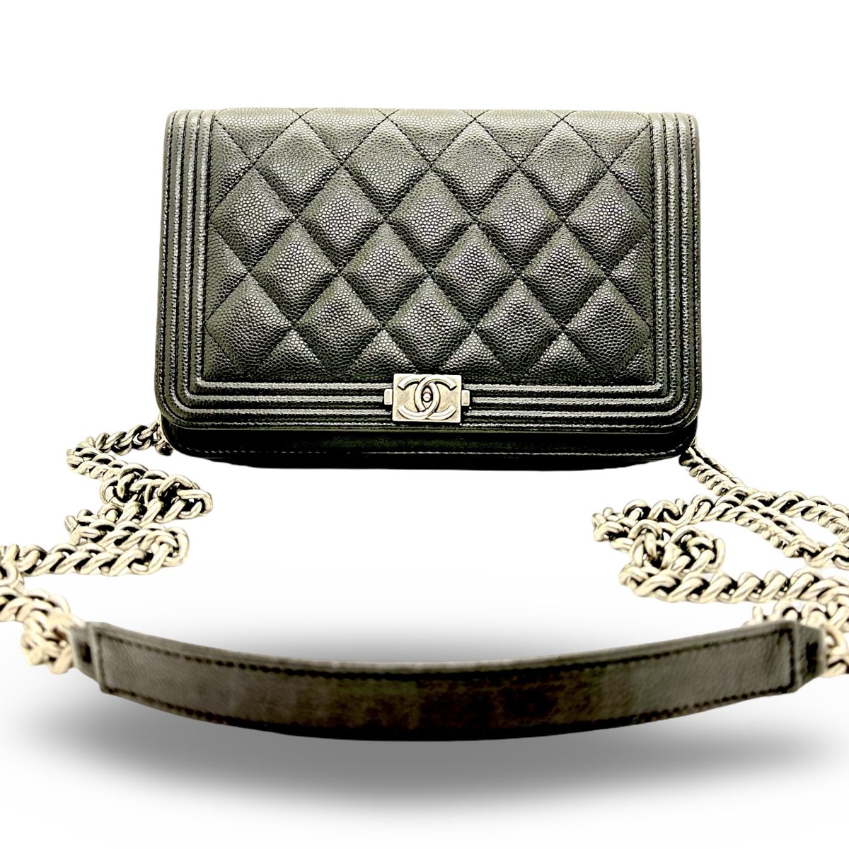 Chanel Boy WOC in black caviar leather with silver hardware