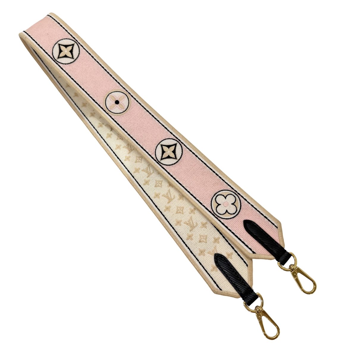 Louis Vuitton Twist MM in black Epi leather with a wide pink/beige textile strap