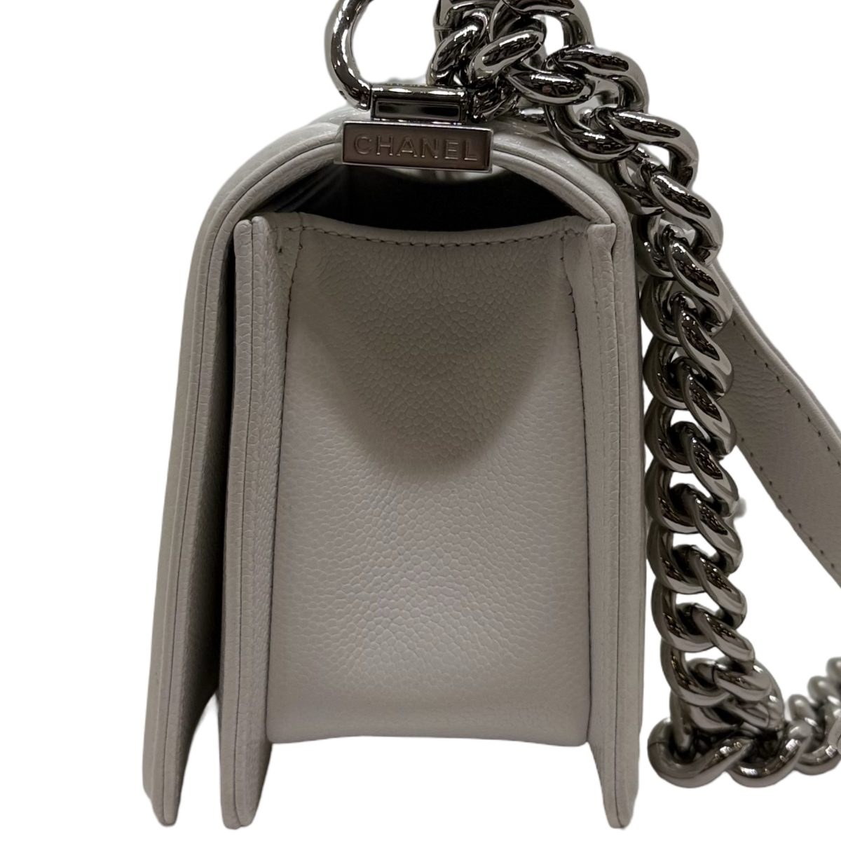 Chanel White Calfskin Quilted Small Boy bag