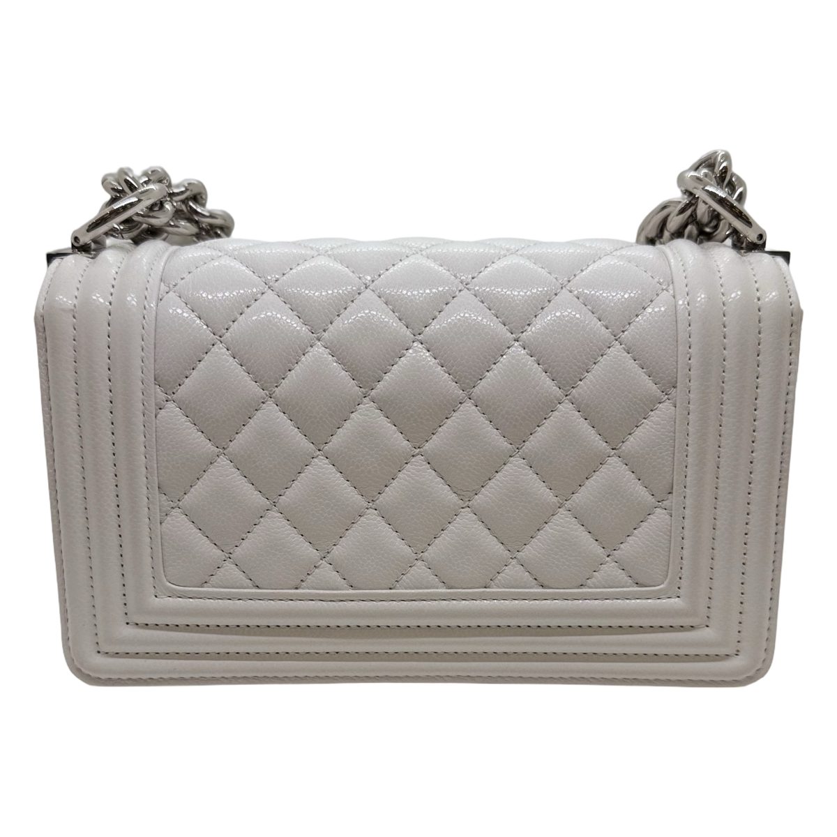 Chanel White Calfskin Quilted Small Boy bag