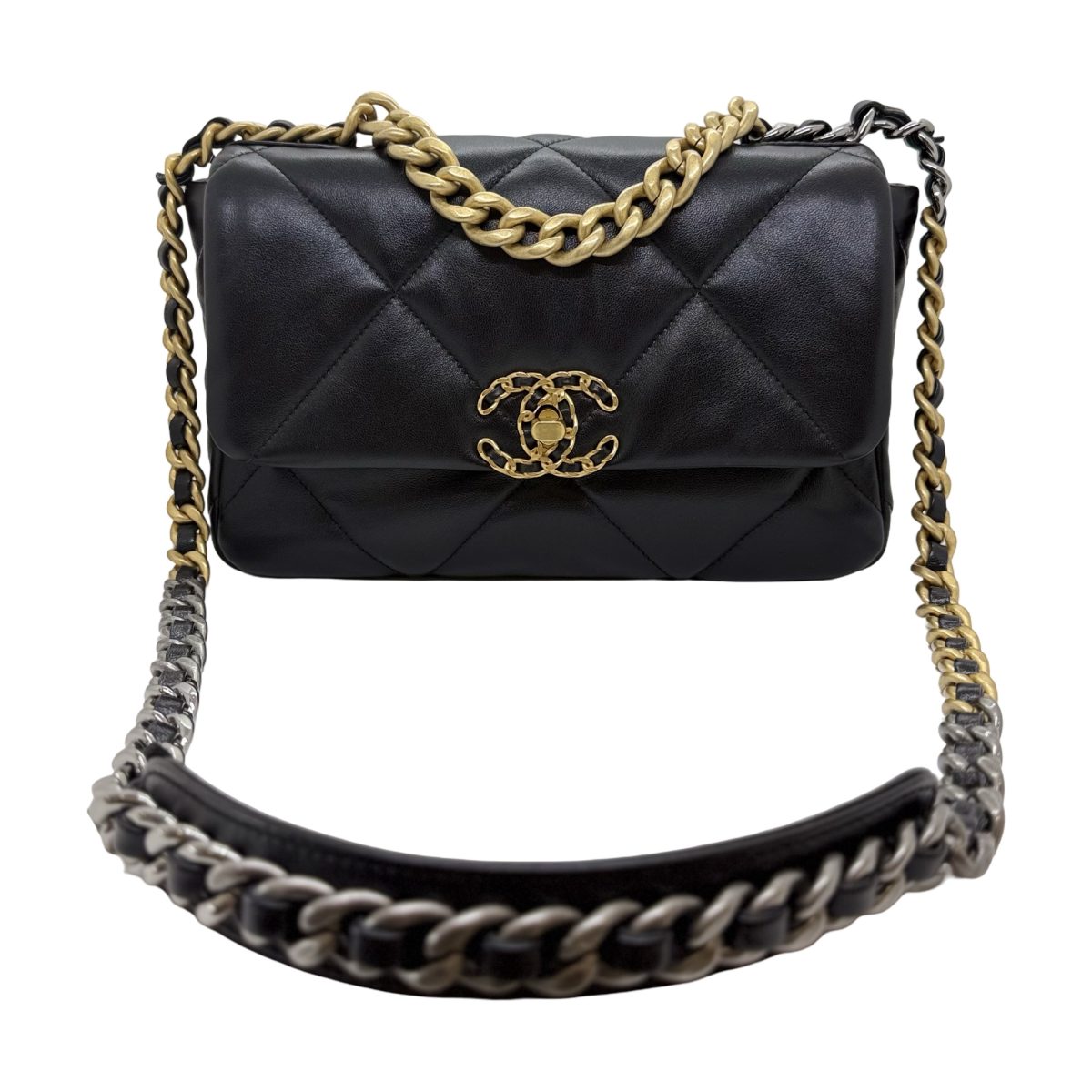 Chanel 19 Flap bag, black lambskin with mixed metal hardware