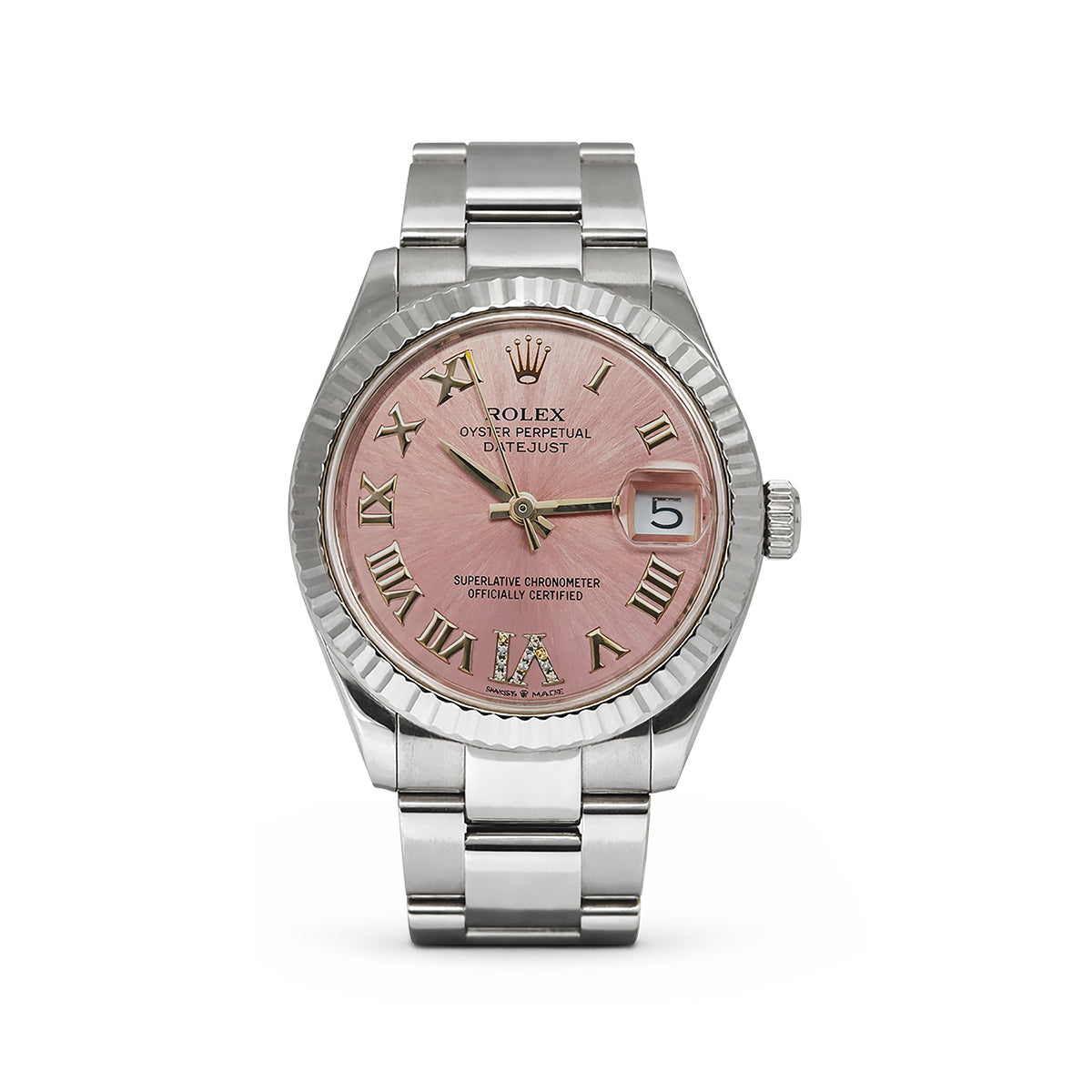 2024 Rolex Datejust 31mm Pink, Diamond Roman IV Dial Oyster Steel & White Gold, Ref: 278274