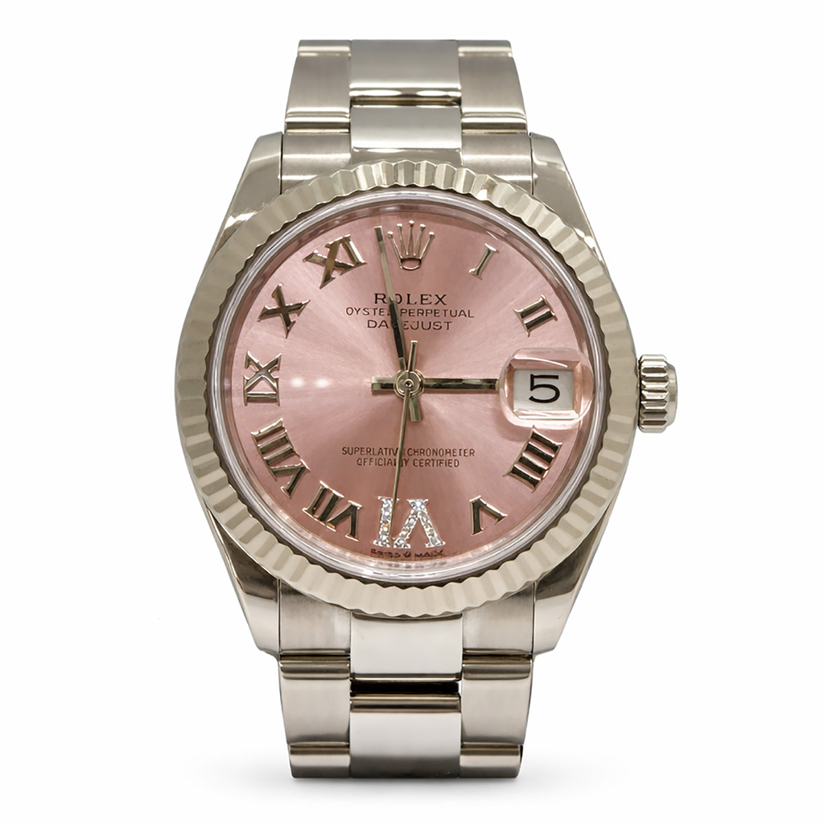 2024 Rolex Datejust 31mm Pink, Diamond Roman IV Dial Oyster Steel & White Gold, Ref: 278274
