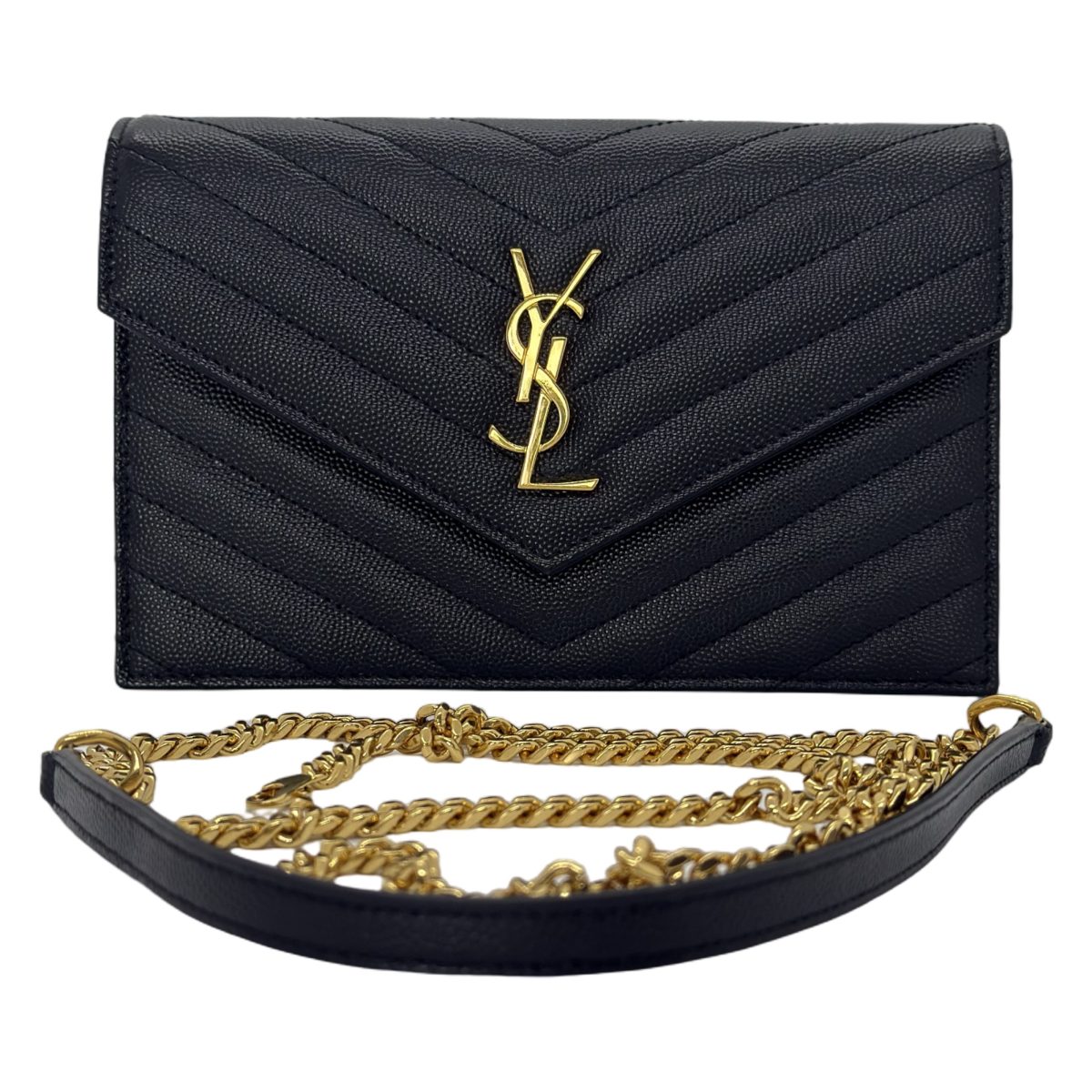 Saint Laurent Cassandre leather chain wallet