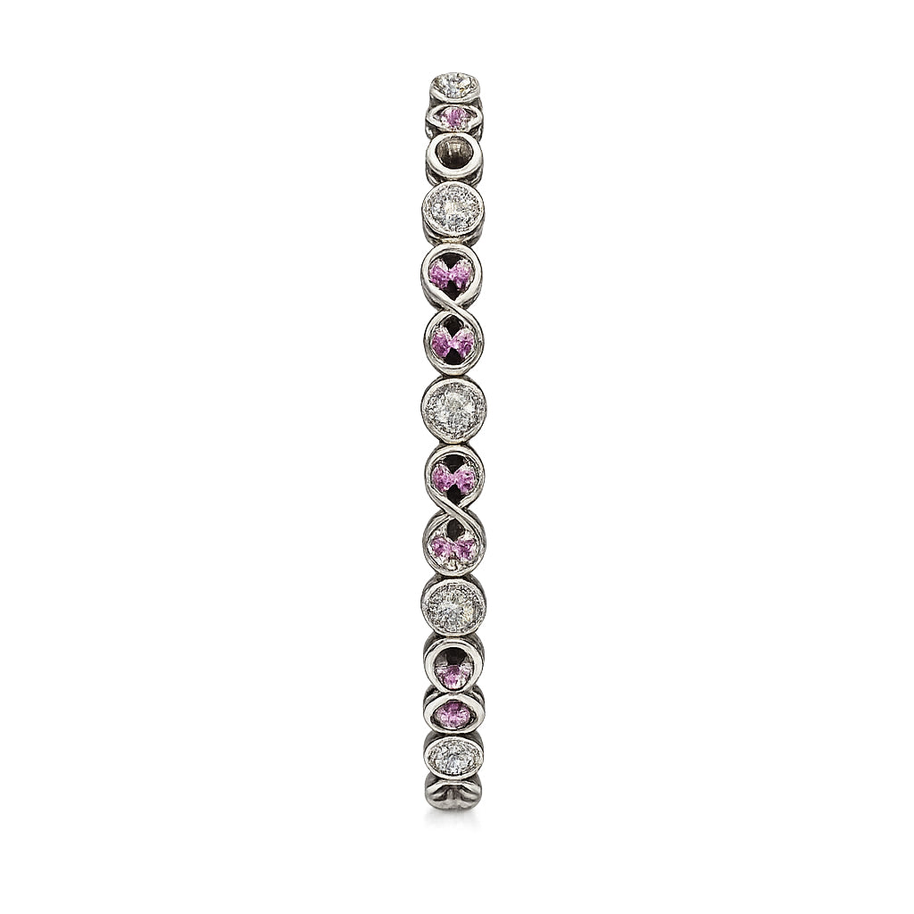 Jenna Clifford 9KT white gold tennis bracelet with natural diamonds & pink sapphires
