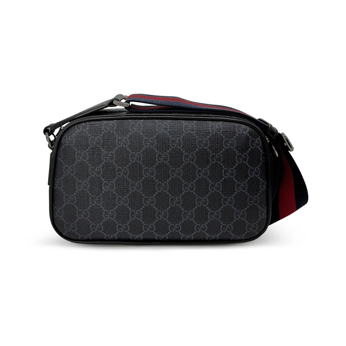 Gucci Small GG Supreme Crossbody Camera Bag Black Monogram Canvas & Leather