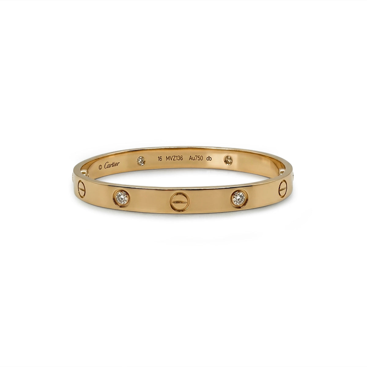 Cartier Love Bangle 4 Diamonds Rose Gold 16