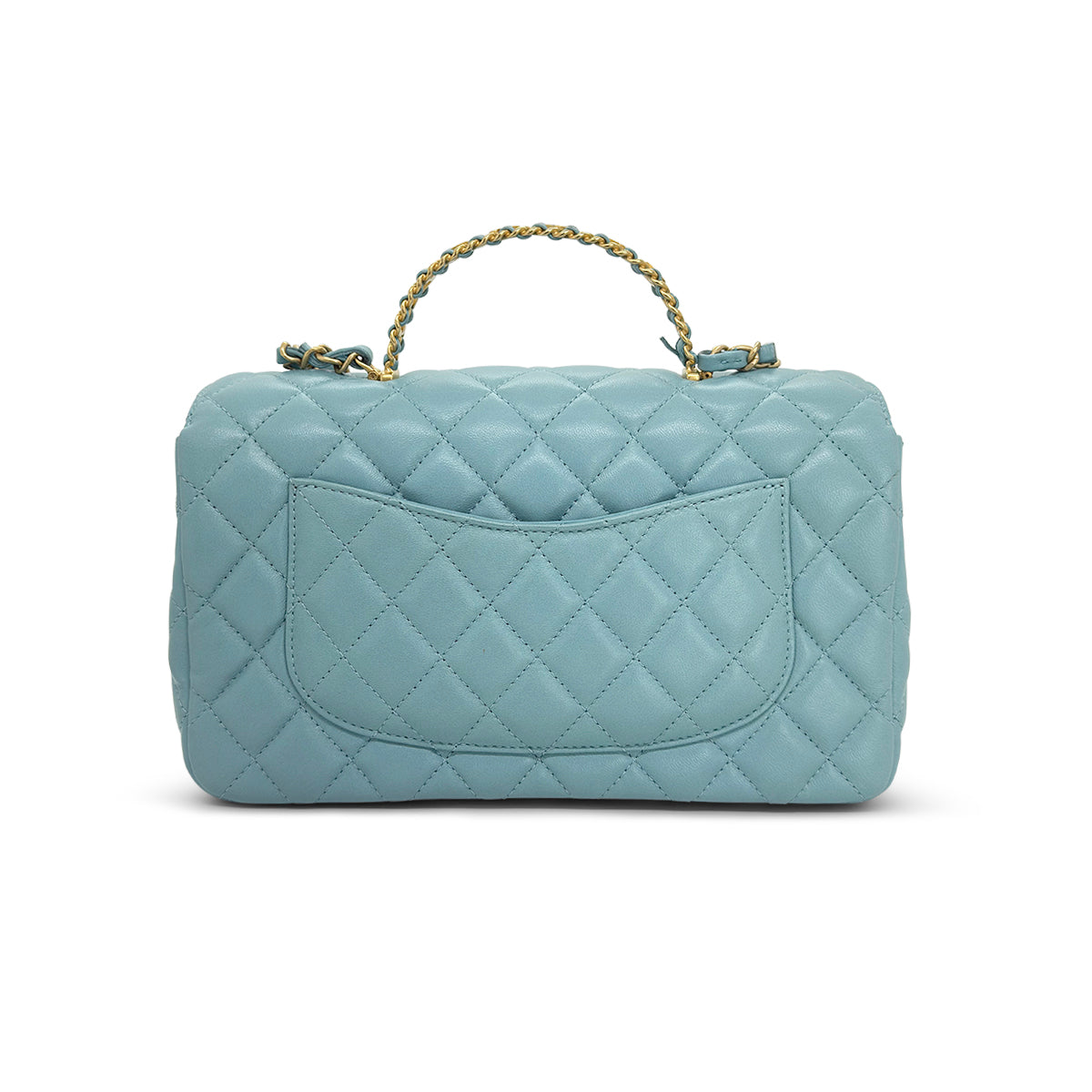 Chanel Blue Quilted Leather Mini Strass On Flap Top Handle Bag