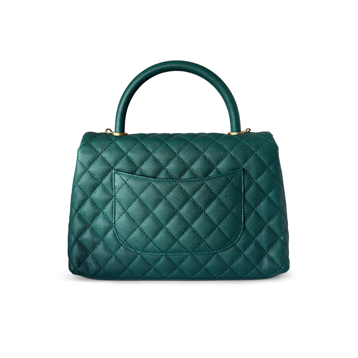 Chanel Mini Coco Handle Green Caviar Gold Hardware