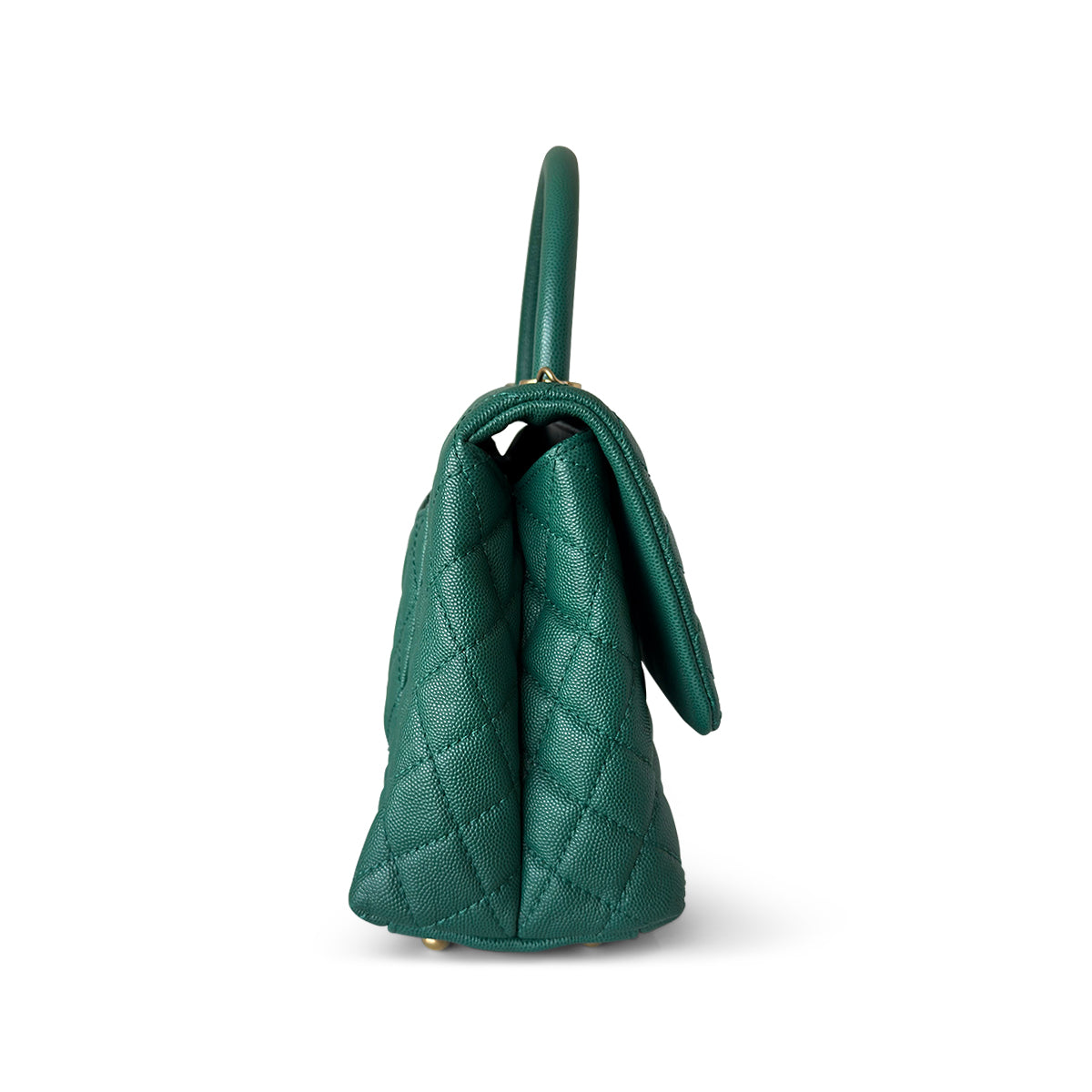 Chanel Mini Coco Handle Green Caviar Gold Hardware