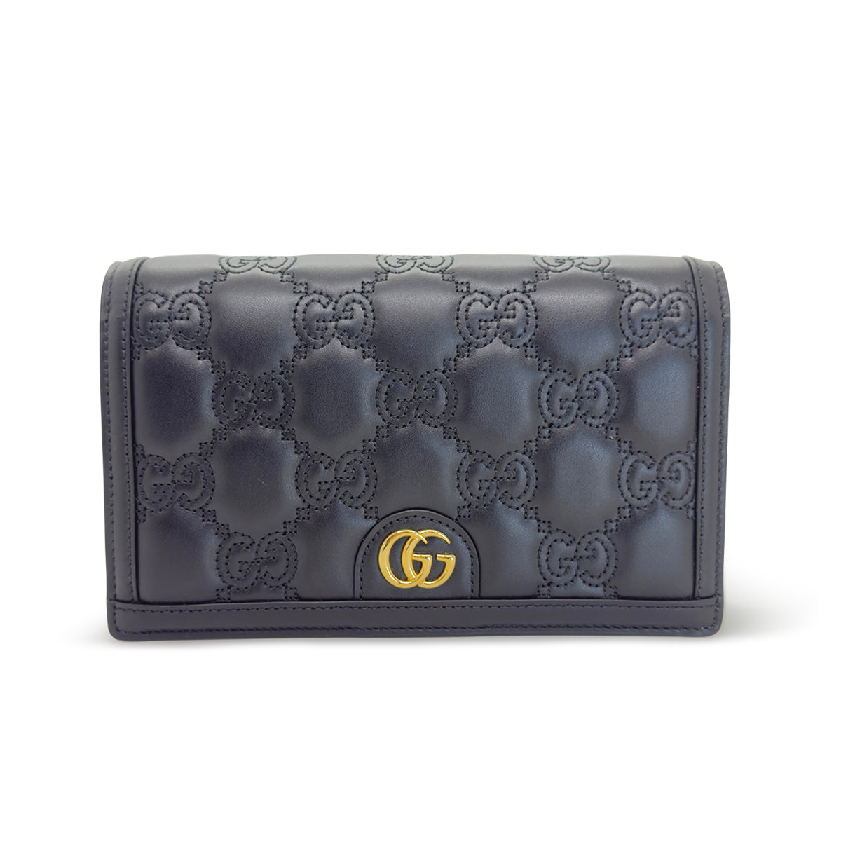 Gucci Calfskin GG Matelasse Chain Wallet Black