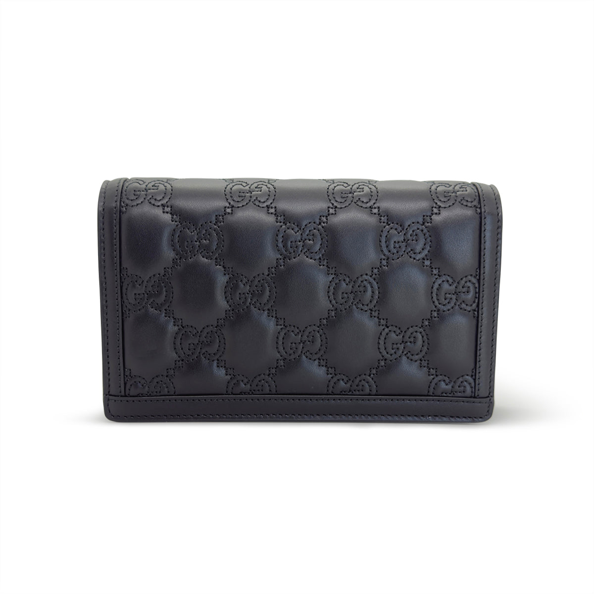 Gucci Calfskin GG Matelasse Chain Wallet Black