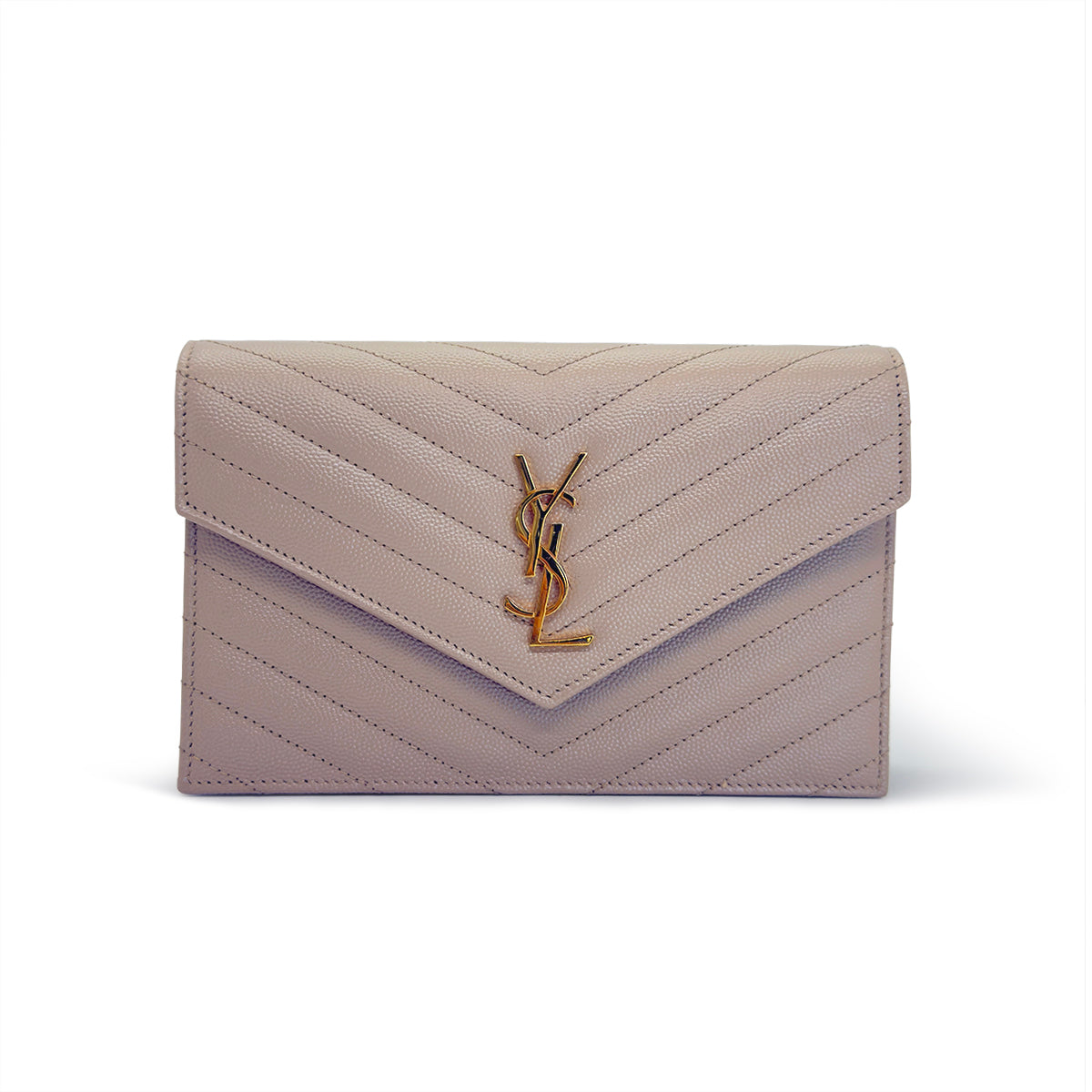 Saint Laurent Cassandre Matelassé Envelope Chain Wallet in Quilted Leather
