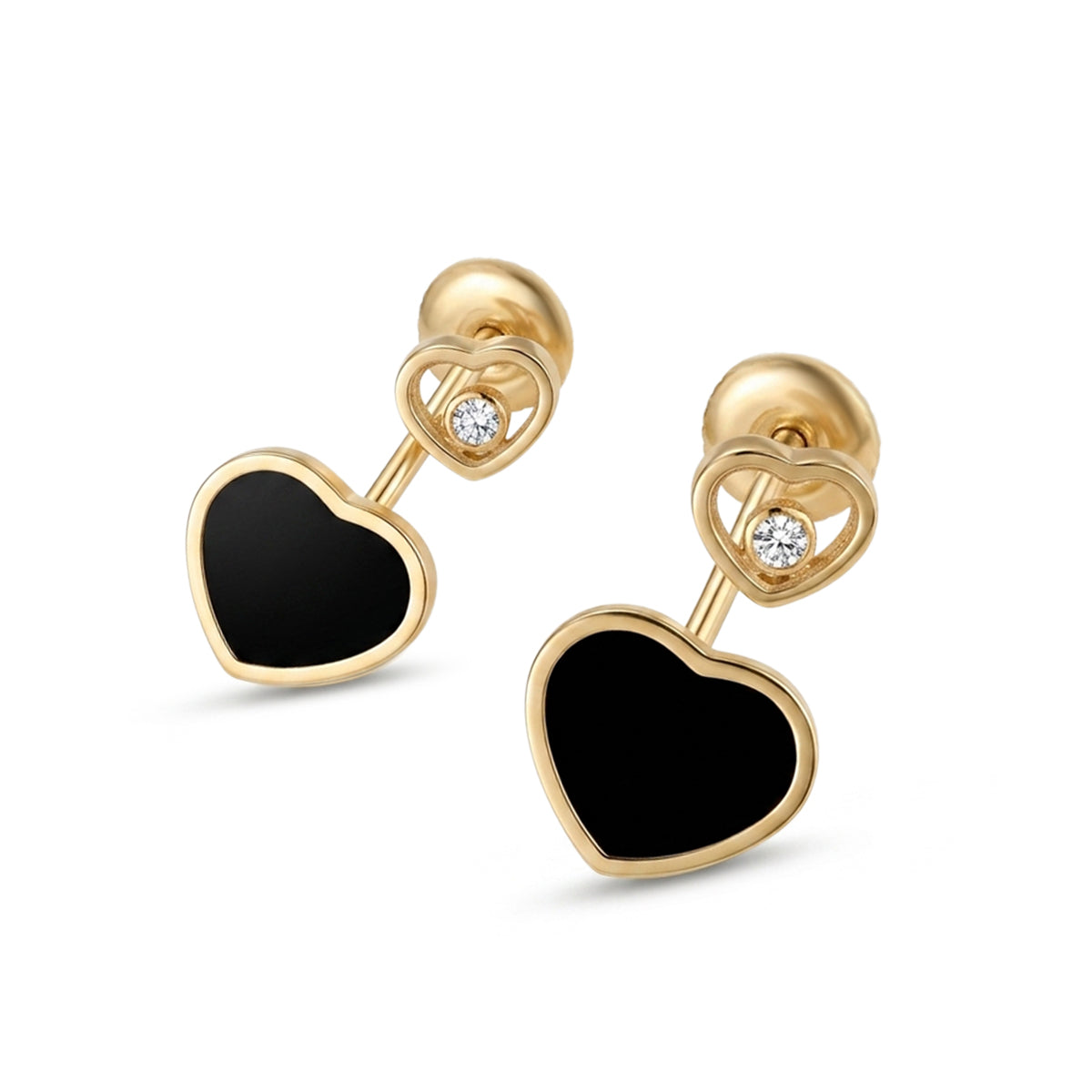 Chopard Happy Hearts 18K Rose Gold Diamond & Onyx Earrings