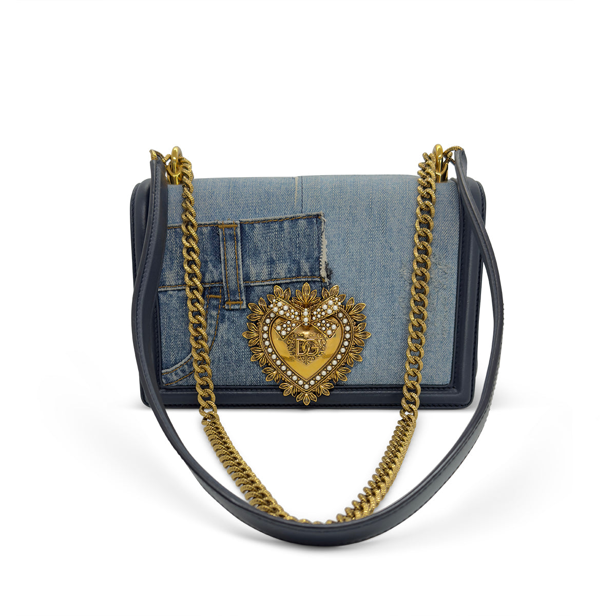 Dolce & Gabbana Devotion Medium Denim Shoulder Bag
