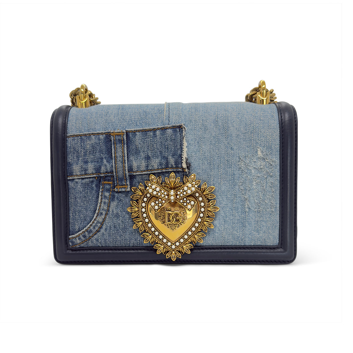 Dolce & Gabbana Devotion Medium Denim Shoulder Bag