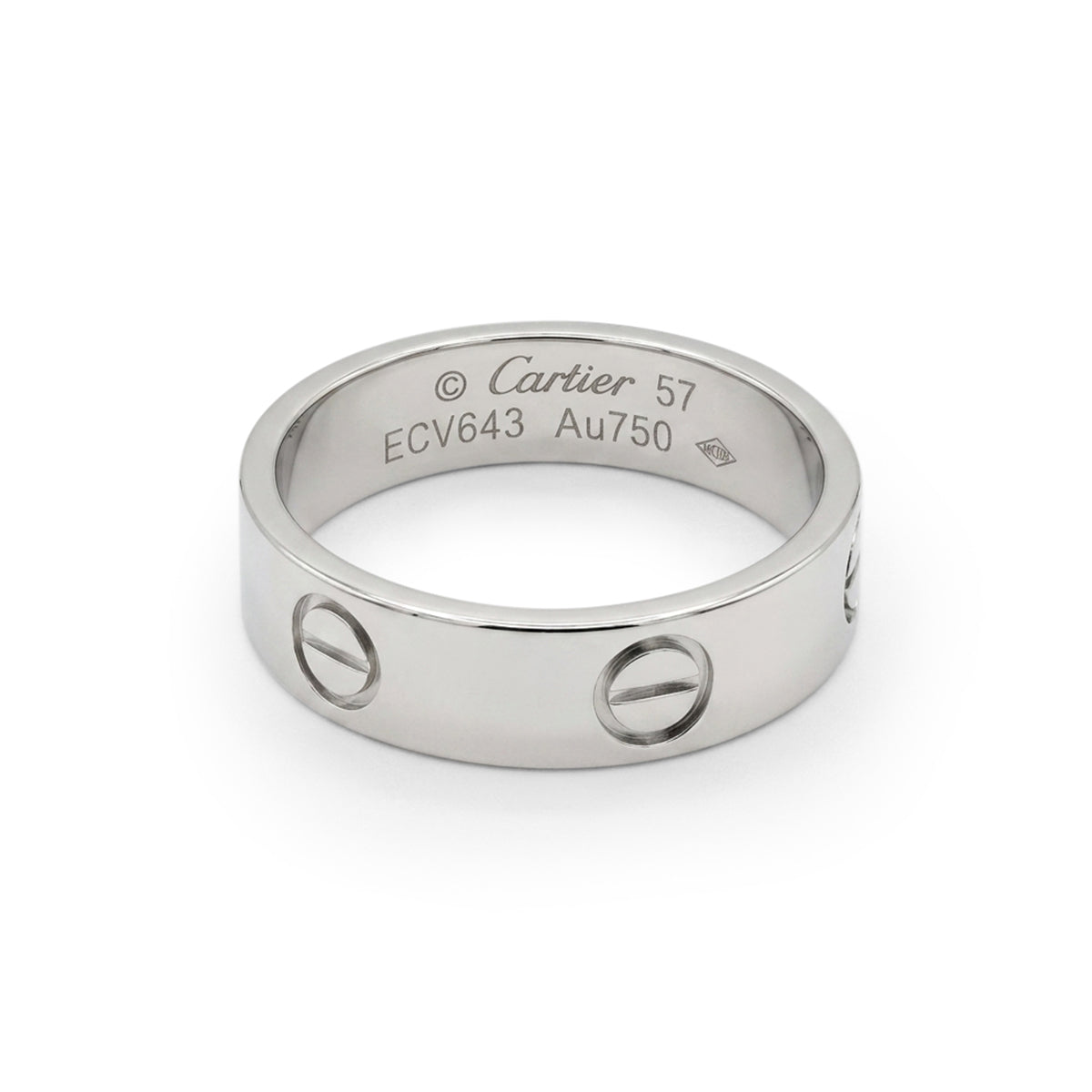 Cartier 18K White Gold Love Ring Classic Model Size 57
