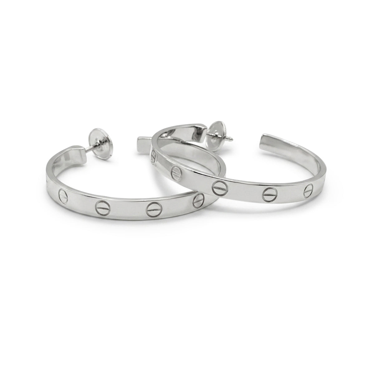 Cartier 18K White Gold Hoop Earrings (Size:Large)