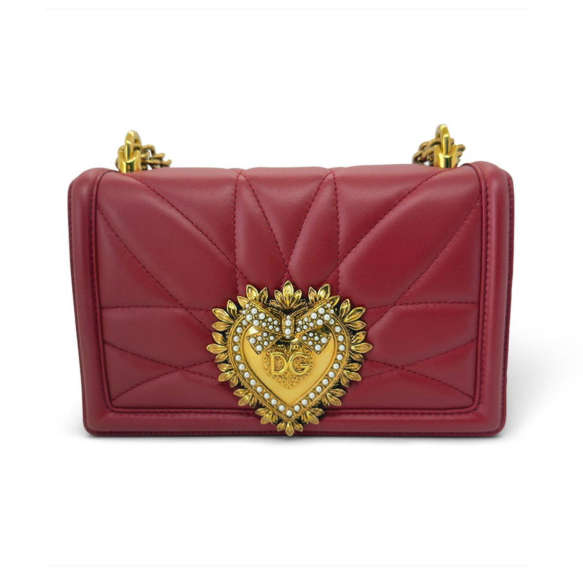 Dolce & Gabbana Medium Devotion shoulder bag red quilted nappa leather
