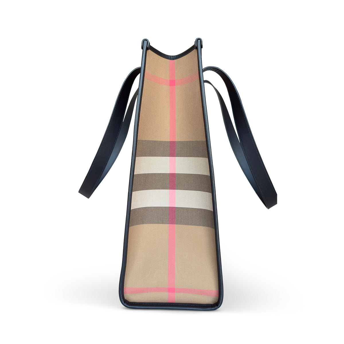 Burberry Check Beige Black Canvas Shopper Bag