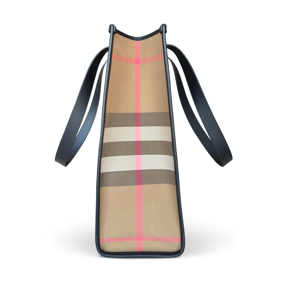 Burberry Check Beige Black Canvas Shopper Bag