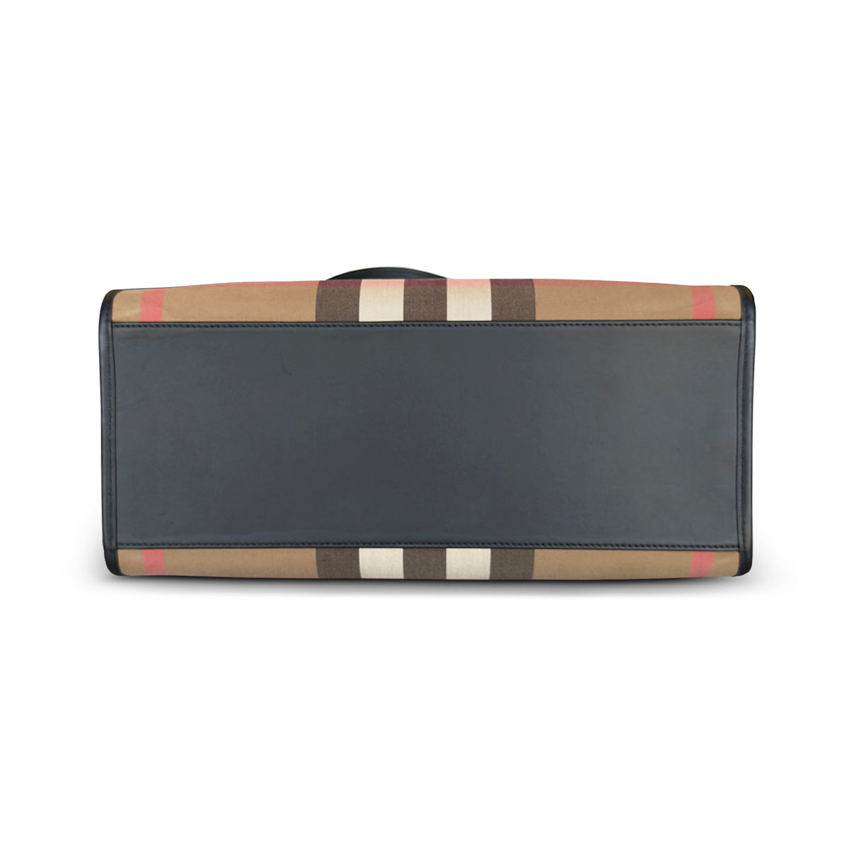 Burberry Check Beige Black Canvas Shopper Bag